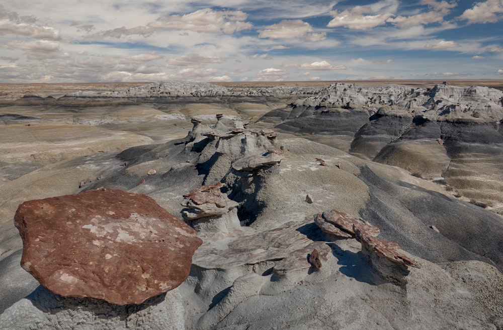 aerial view of rock cliffs