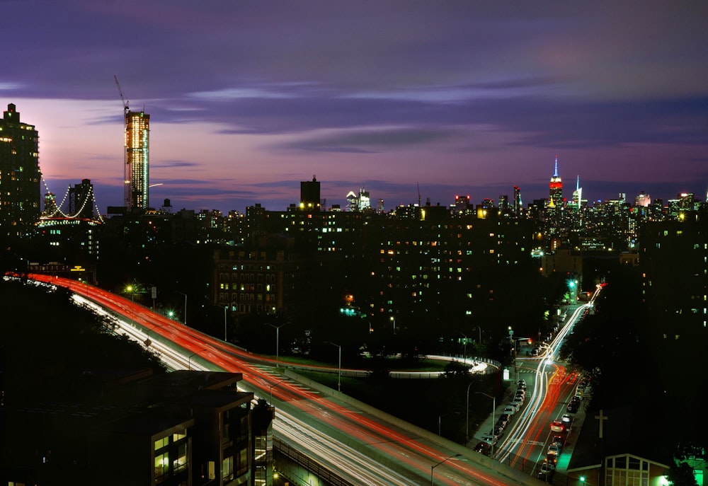 time lapse photography of road