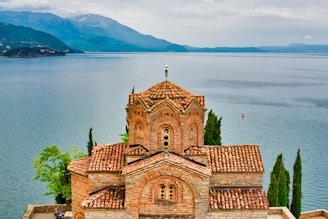 temple near body of water