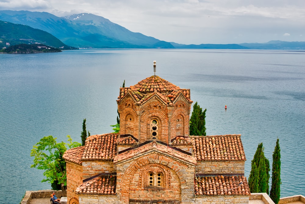 temple near body of water