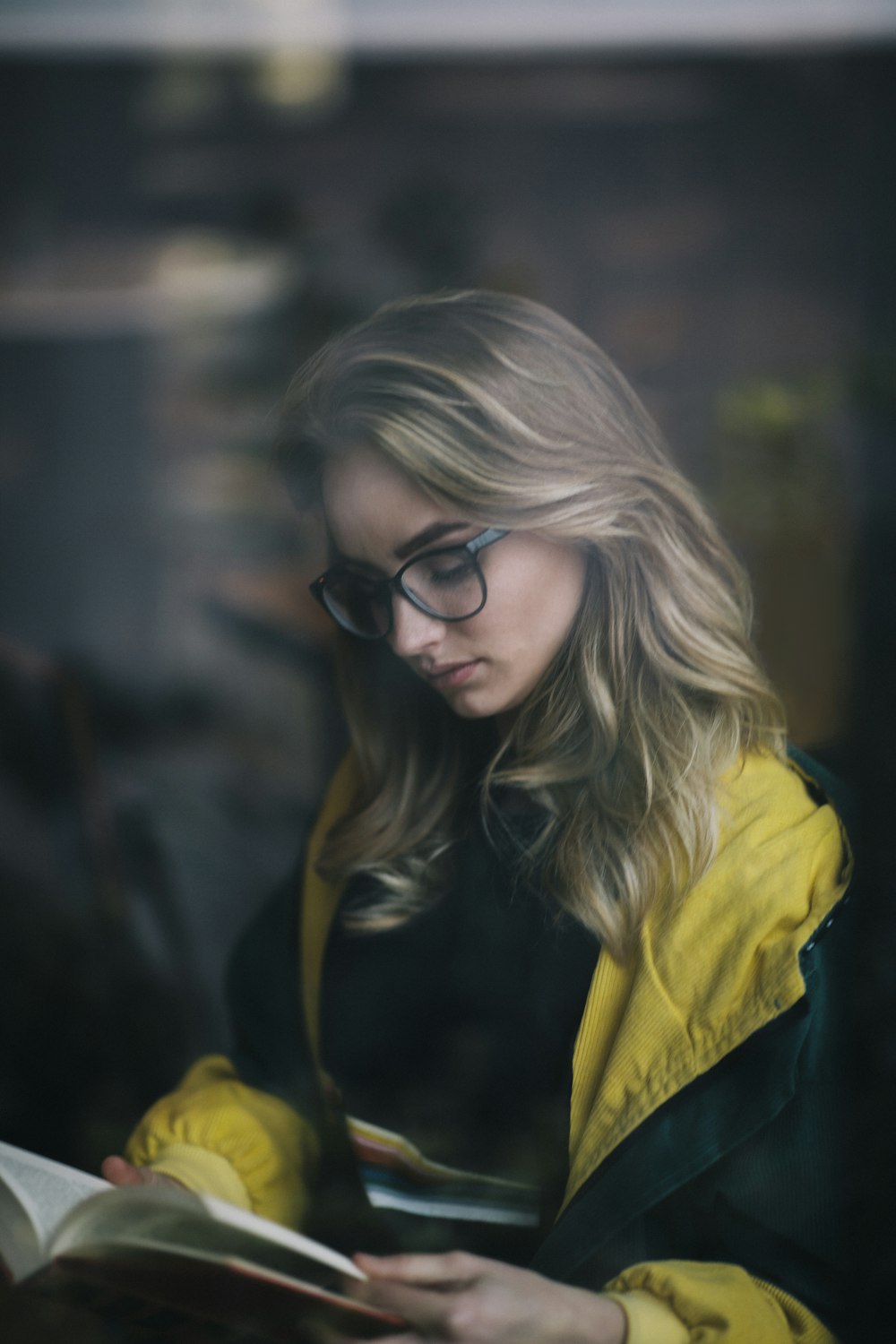 woman reading book