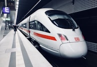 white and red DB train subway
