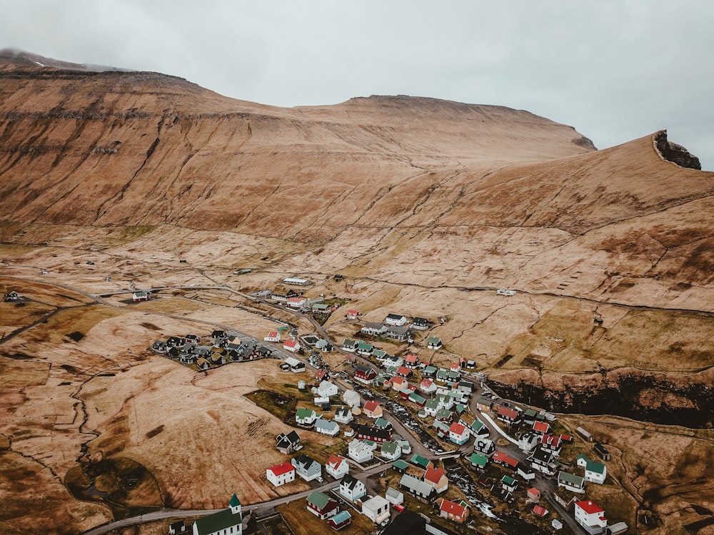 bird's eye view of rural town