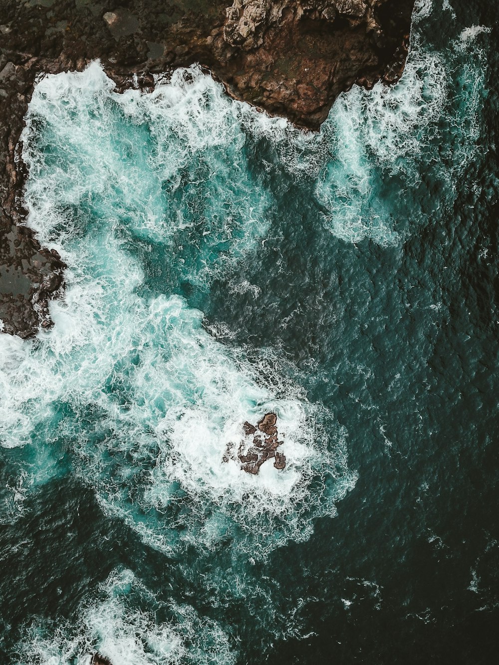 waves crashing on shore