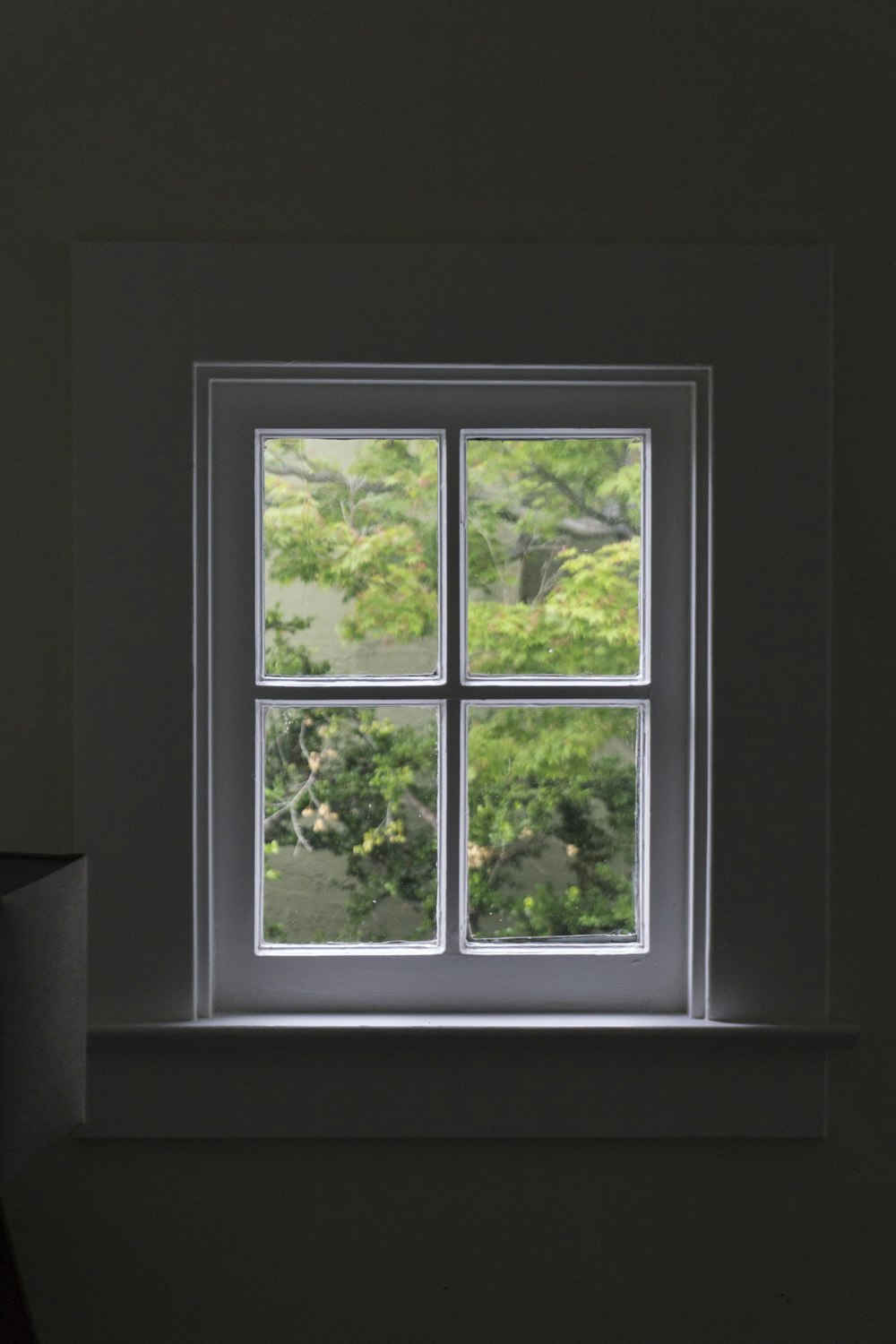 灰色の木製窓ガラス