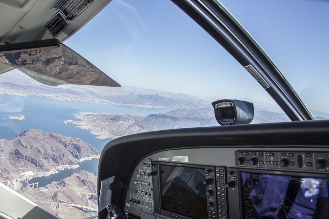 high-angle view of land, Lake Mead from a Cessna Grand Caravan
