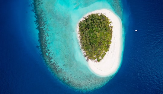 aerial view of island in Baa Atoll Maldives