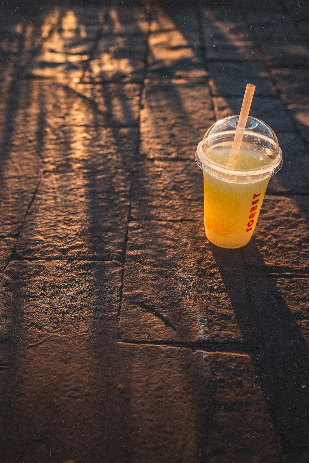 Sorbet disposable cup filled with juice