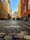low angle view photography of street and parked bikes