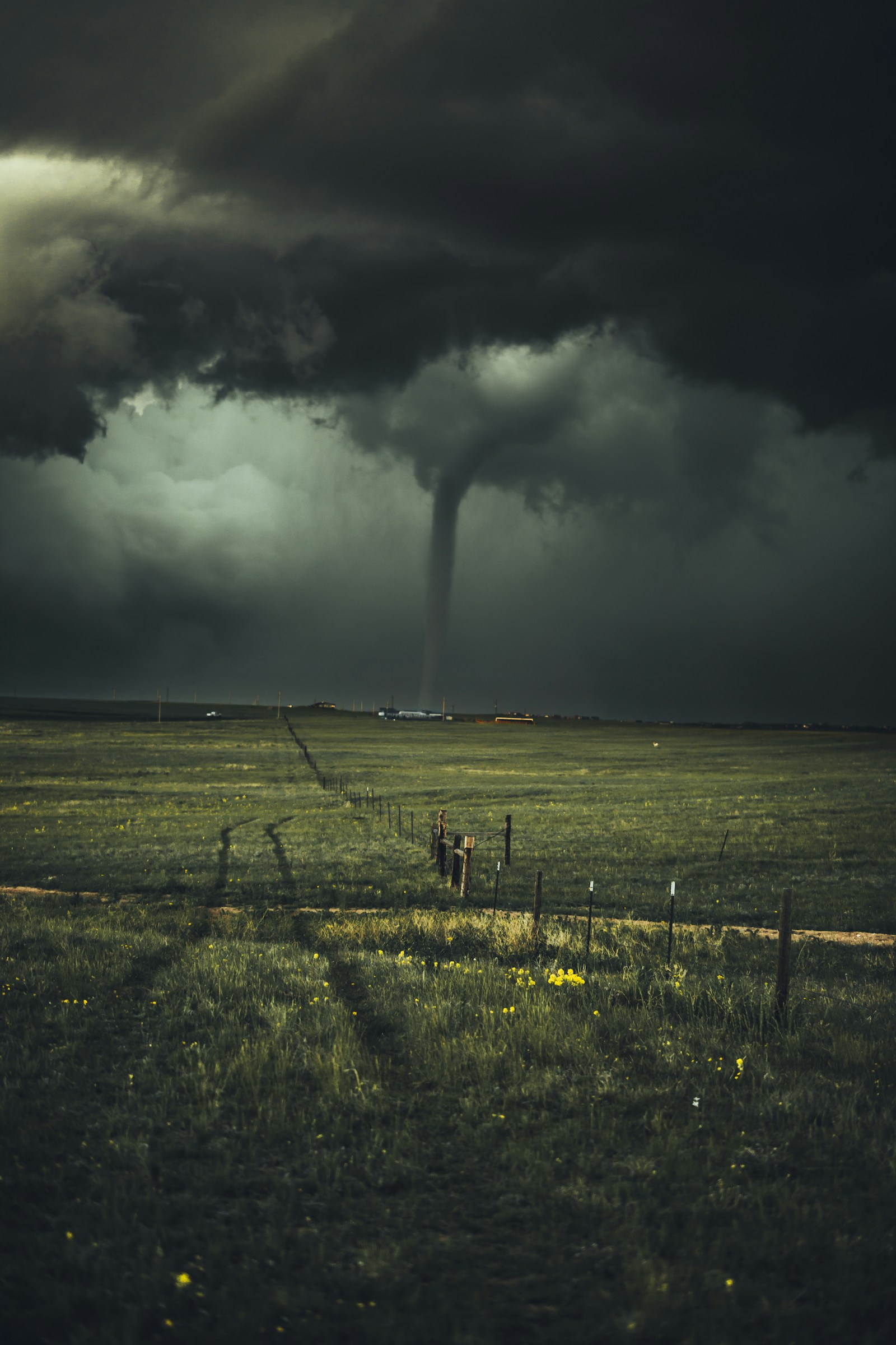 Dark storm clouds gathering over a building