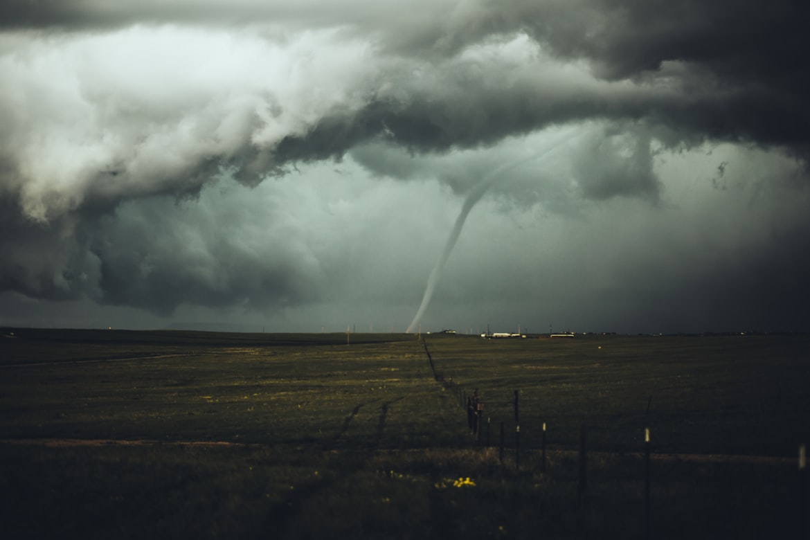 A tornado in the far distance