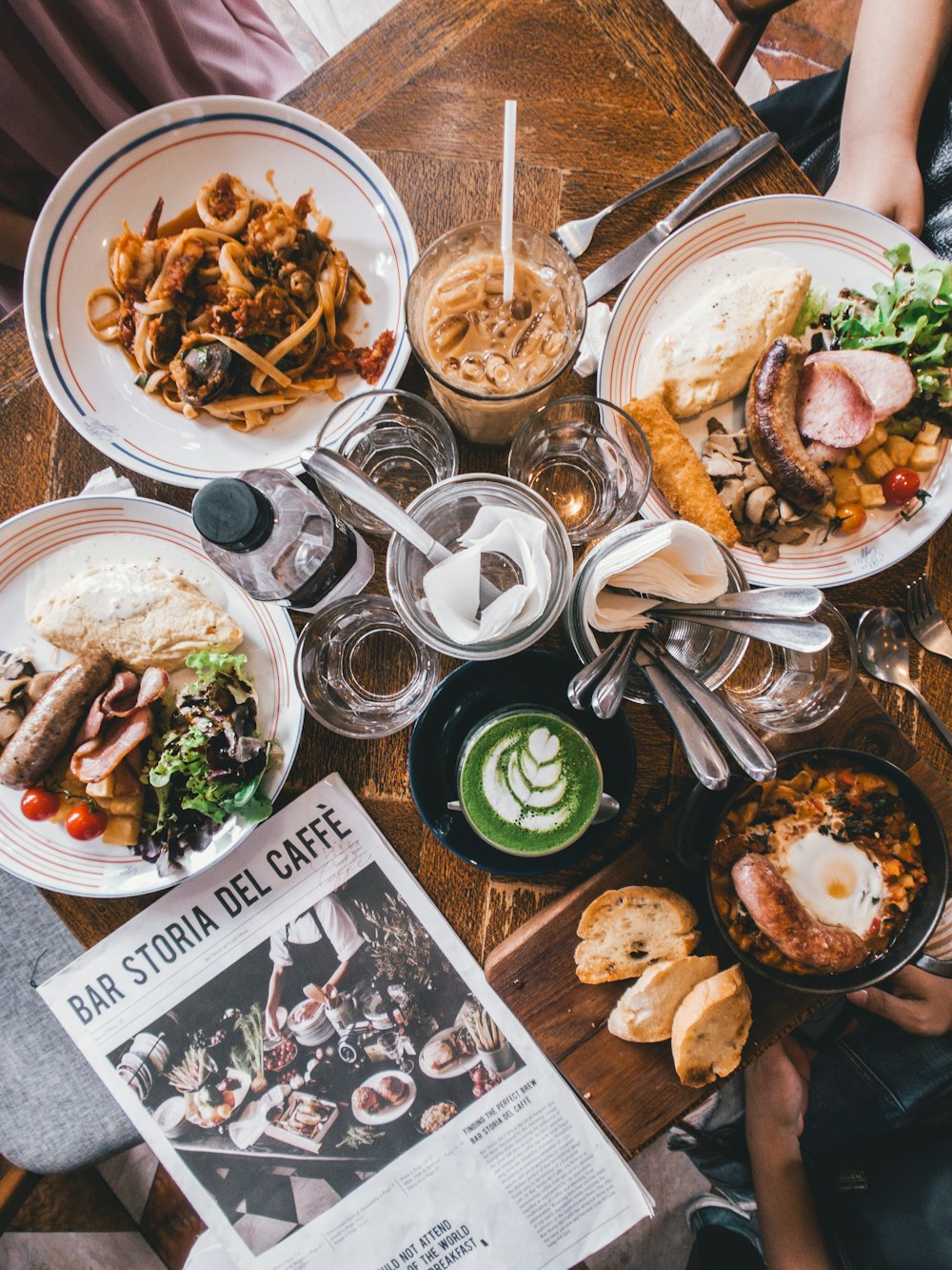 assorted breakfast dishes