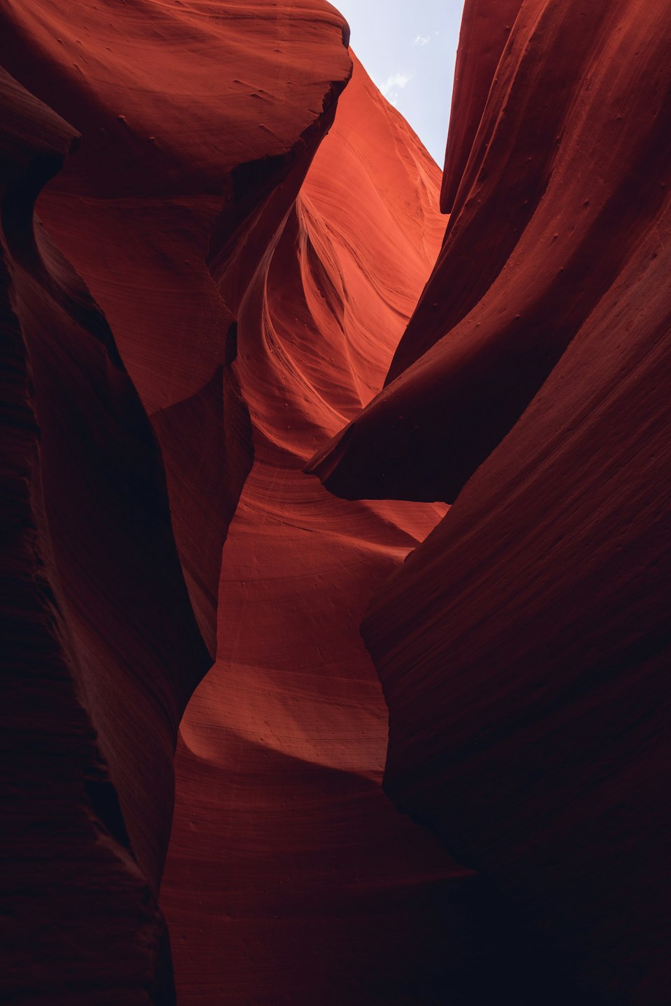 The narrow, glowing orange corridor of Lower Antelope Canyon near Page, Arizona