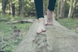 Guests walking barefoot along a forest trail, immersed in the natural surroundings.