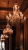 lighted brown and black uplight chandelier