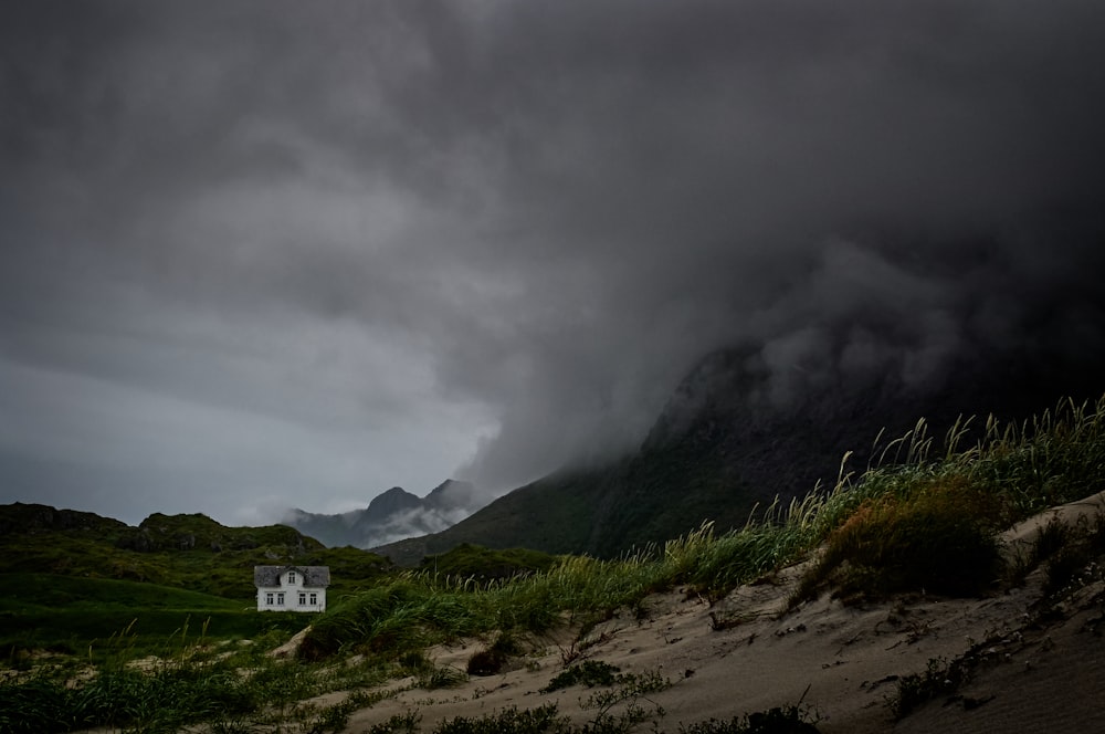 mountain covering with smoke