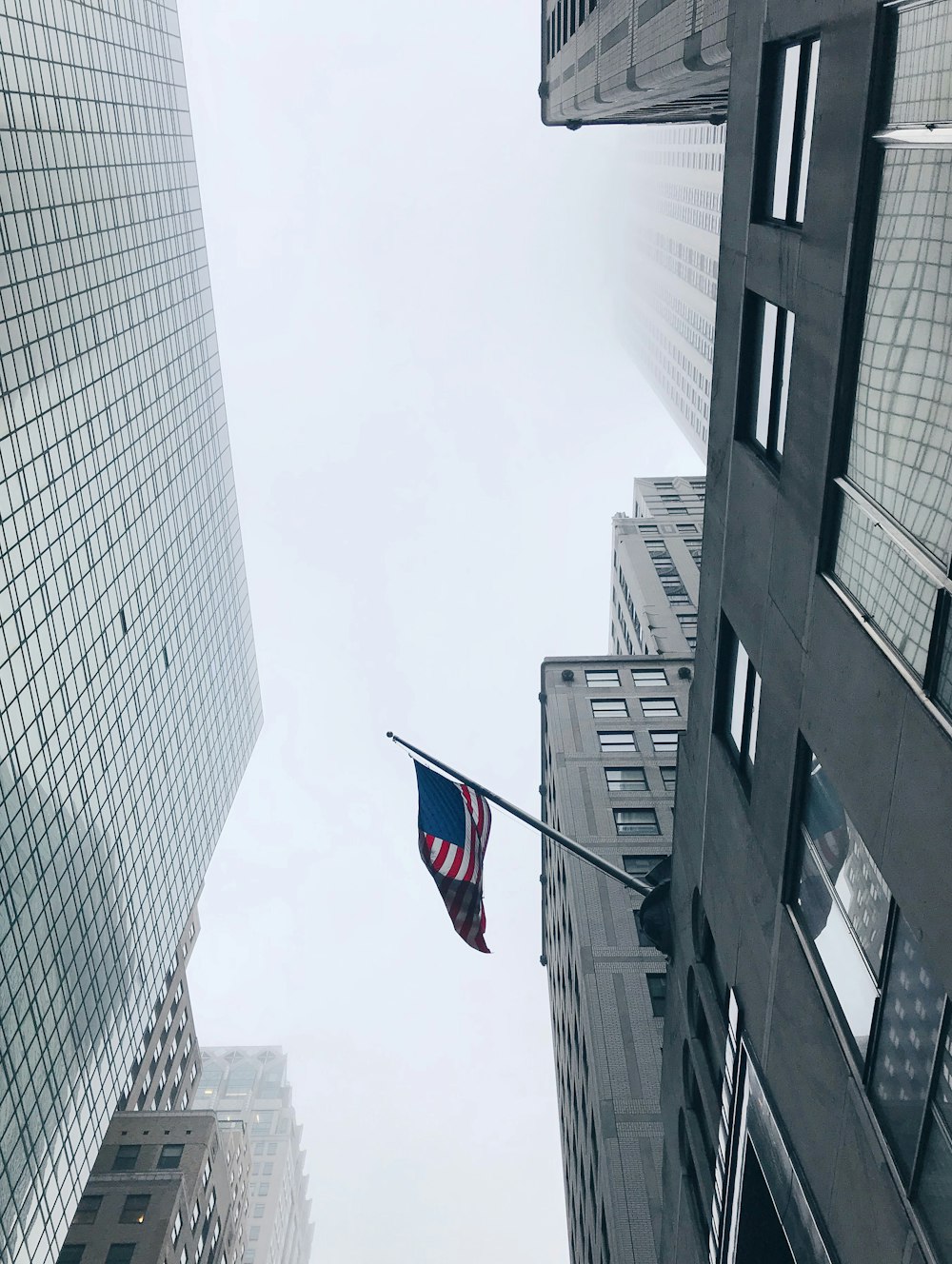 worm's-eye view photography of flag of American