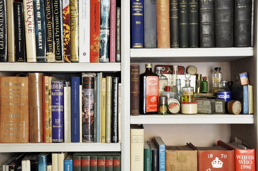 books on wooden rack