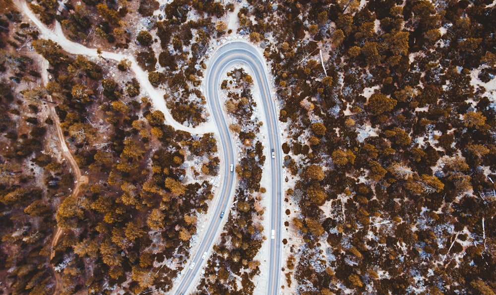 aerial view of street road