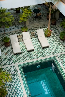 three lounges on pool area