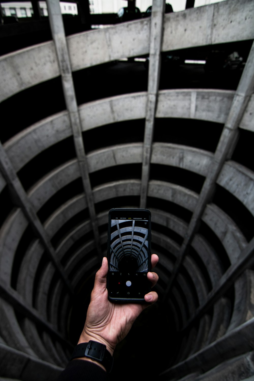 person talking picture spiral staircase