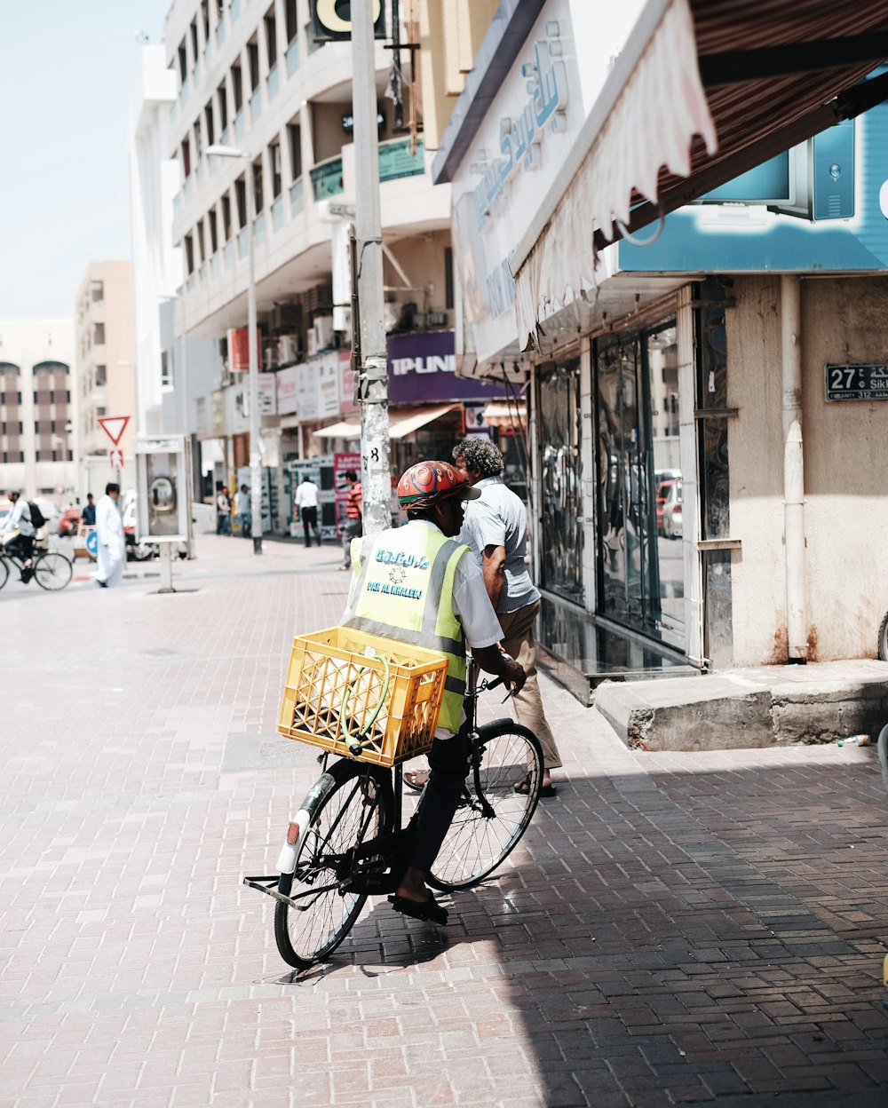 man riding bike