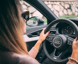 woman driving car