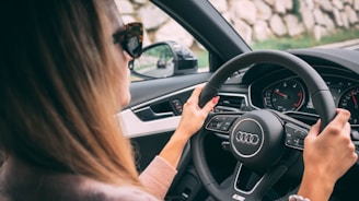 woman driving car