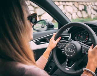 woman driving car