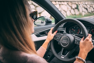 woman driving car