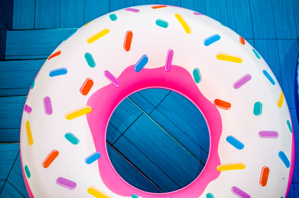 yellow and pink doughnut floater