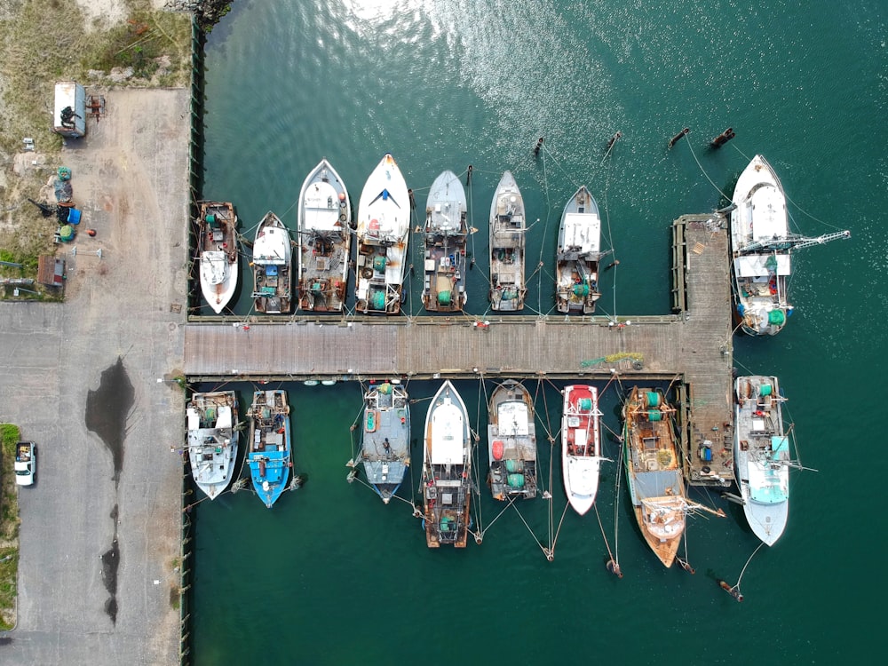 aerial view of boats on sea during daytime