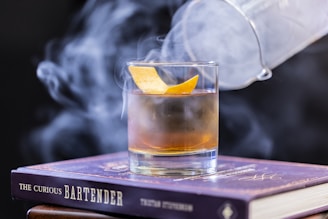 clear rock glass with filled liquor