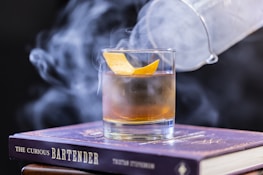 clear rock glass with filled liquor