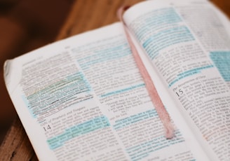 Bible scripture with book mark