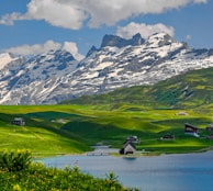 mountain and houses