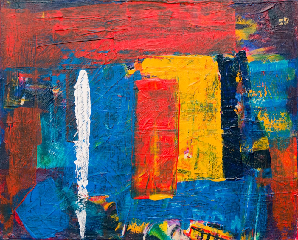 red yellow and blue abstract painting