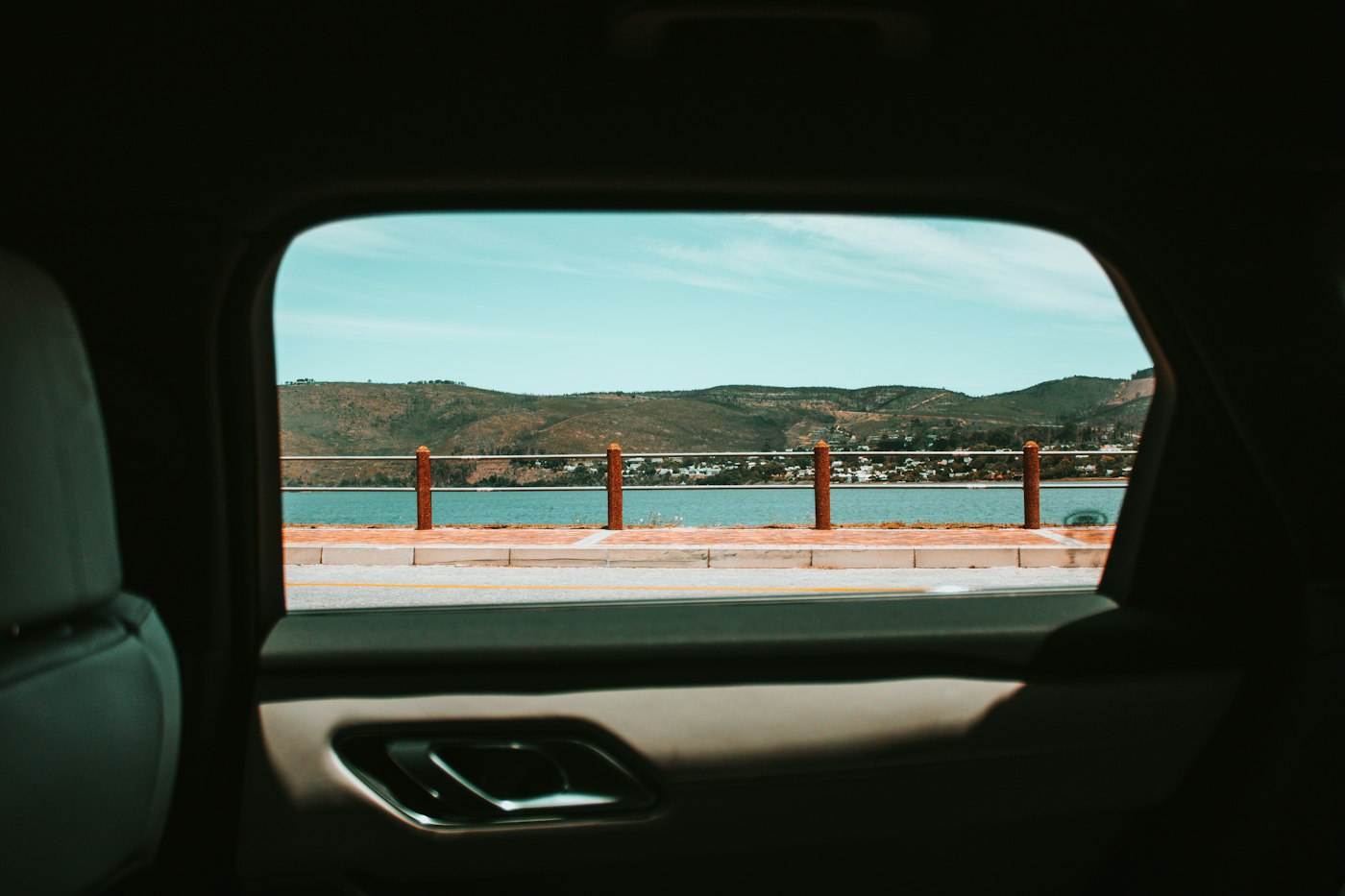The view out through a tinted side window