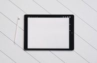 A minimalist design of a digital product on a tablet.