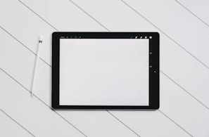 Flat lay of a digital tablet displaying a modern digital product from nelson digital studio
