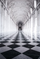 one-point perspective photography of building's interior