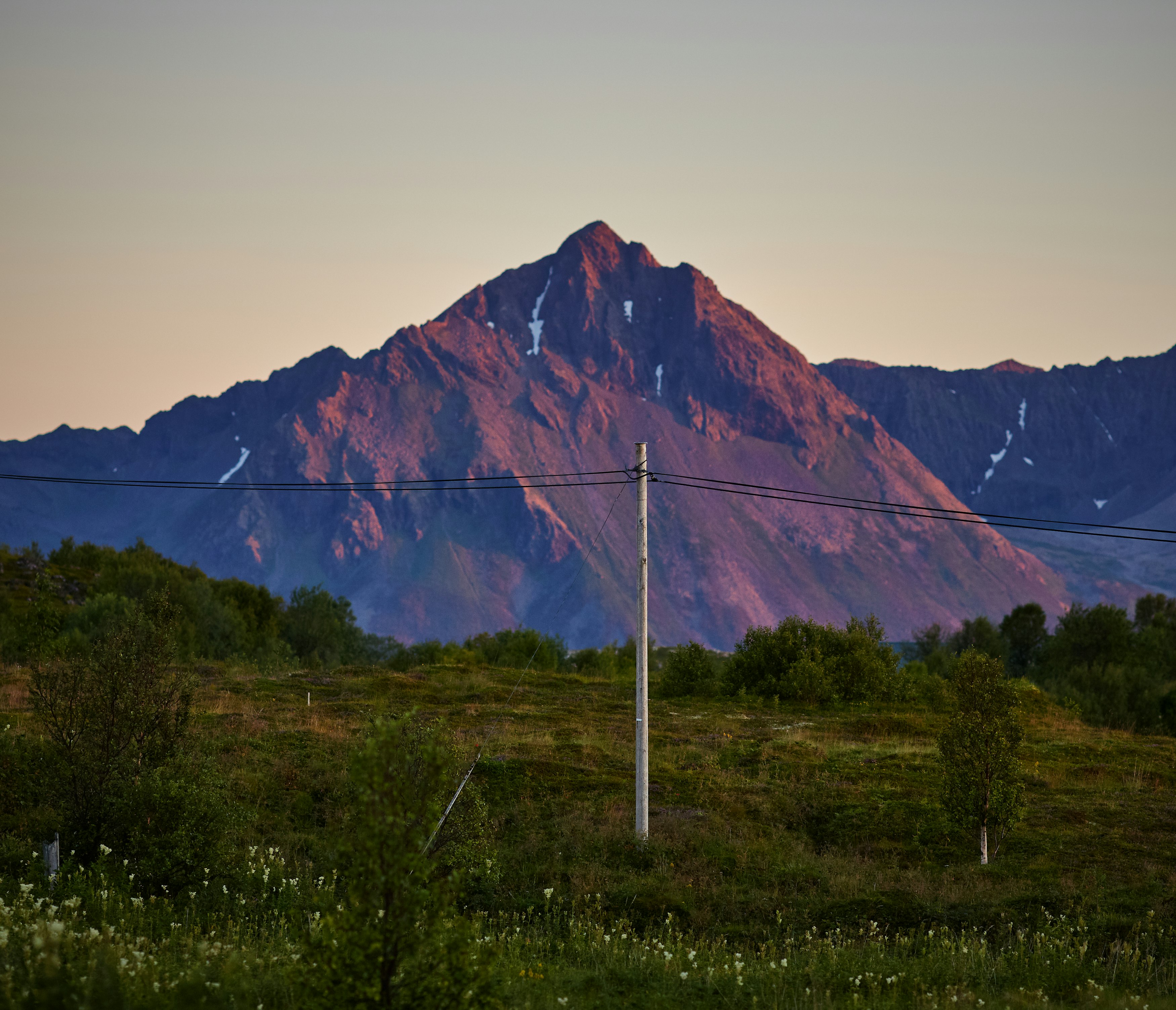 view of street post and mountain