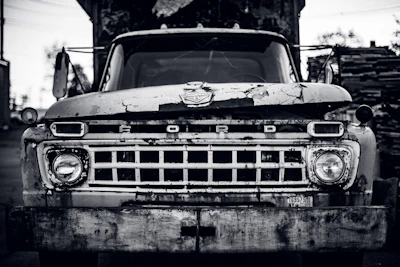 A vintage truck model with weathered look and intricate detailing