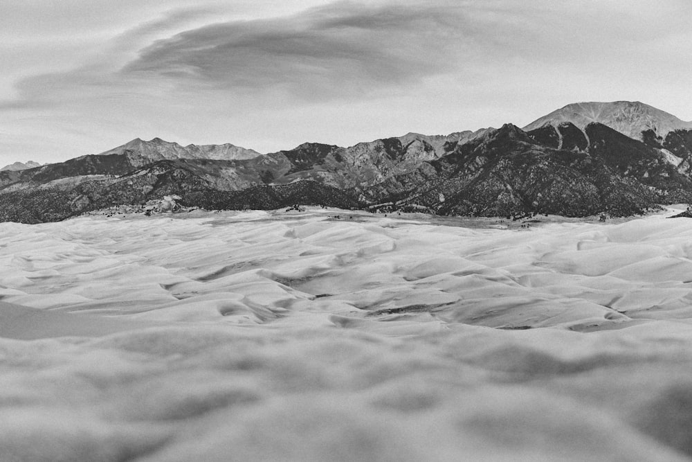 greyscale photo of rocky mountain