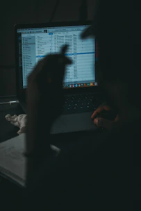 An IT professional managing personalized watch lists on a laptop in a modern workspace.