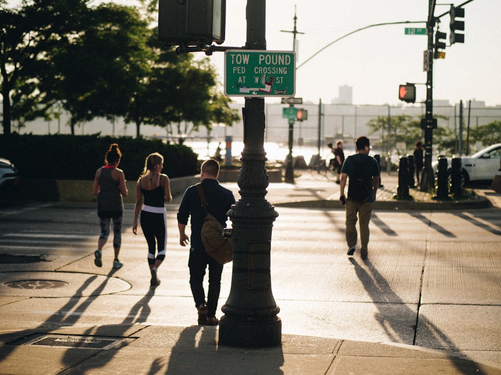 photo of people crossing street