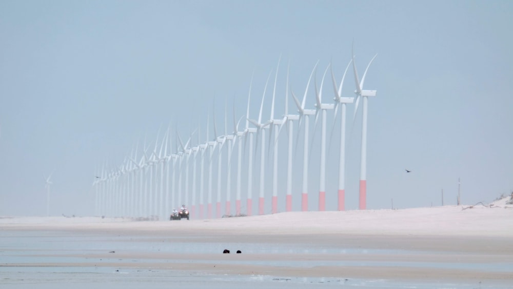 landscape photography of wind mills