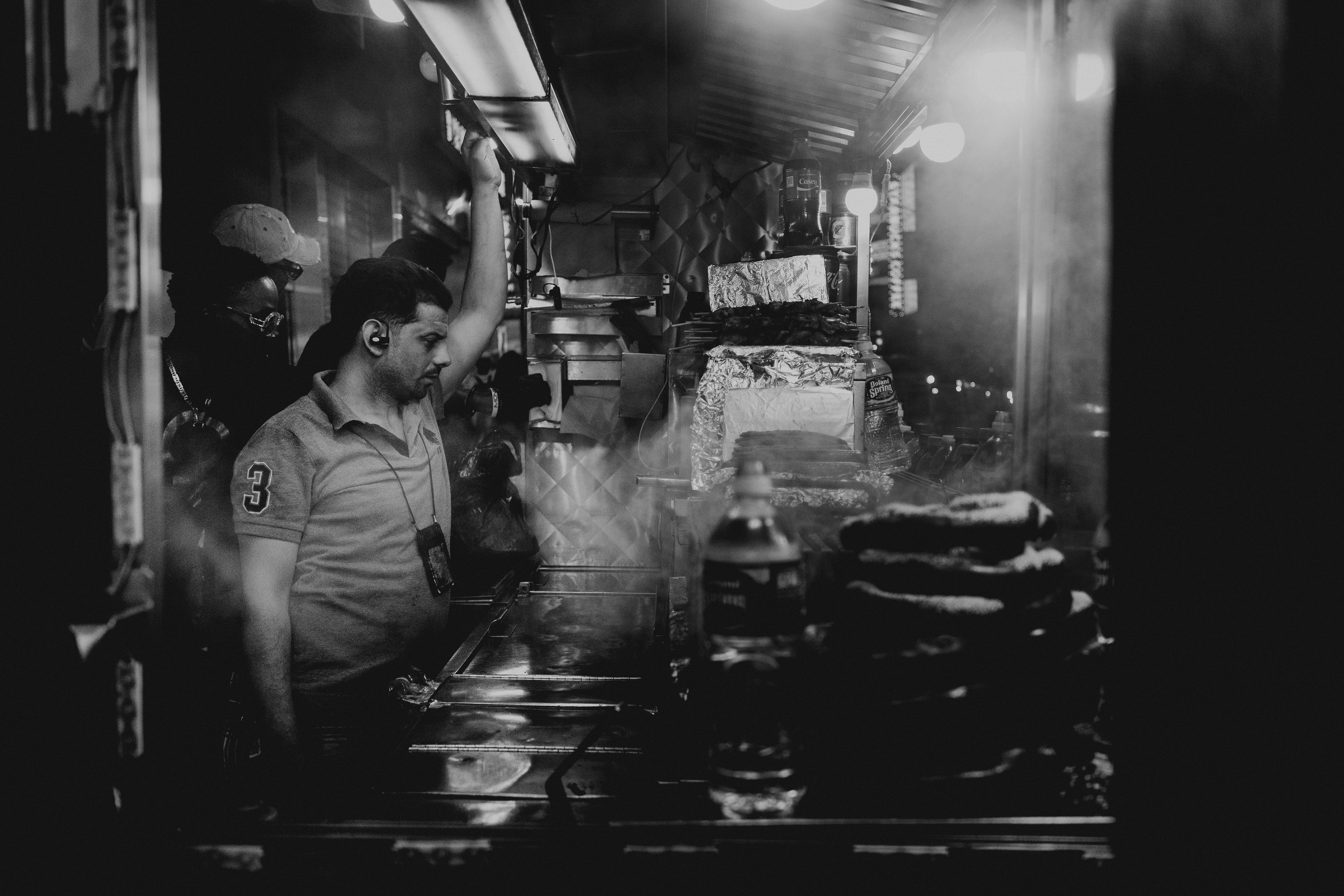 grayscale photo of standing man, Street Meat