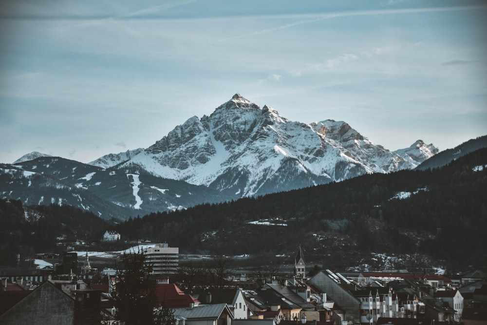 houses near mountain photo