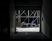 gray roll up door opened